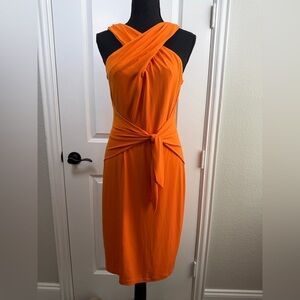 David Meister Strapless Orange Dress